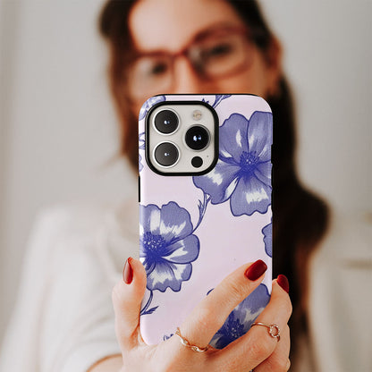 Double-Layer Semi-Handprinted Tough Matte Flowers iPhone Case