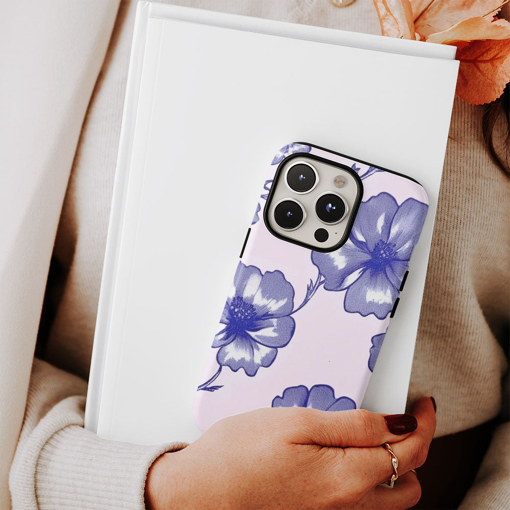 Double-Layer Semi-Handprinted Tough Matte Flowers iPhone Case