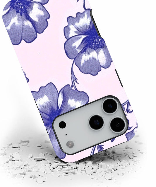 Double-Layer Semi-Handprinted Tough Matte Flowers iPhone Case