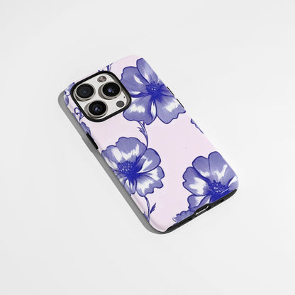 Double-Layer Semi-Handprinted Tough Matte Flowers iPhone Case