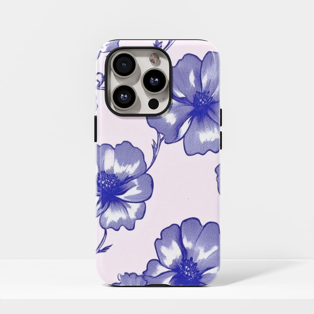 Double-Layer Semi-Handprinted Tough Matte Flowers iPhone Case