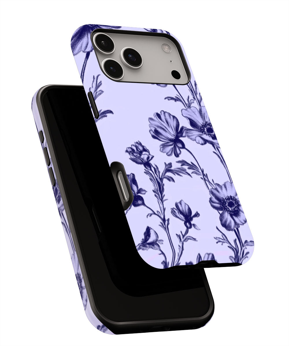 Double-Layer Semi-Handprinted Tough Matte Flowers iPhone Case