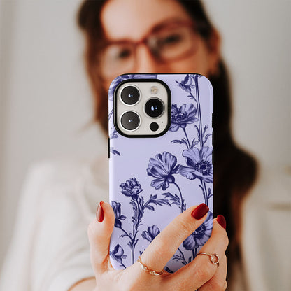 Double-Layer Semi-Handprinted Tough Matte Flowers iPhone Case