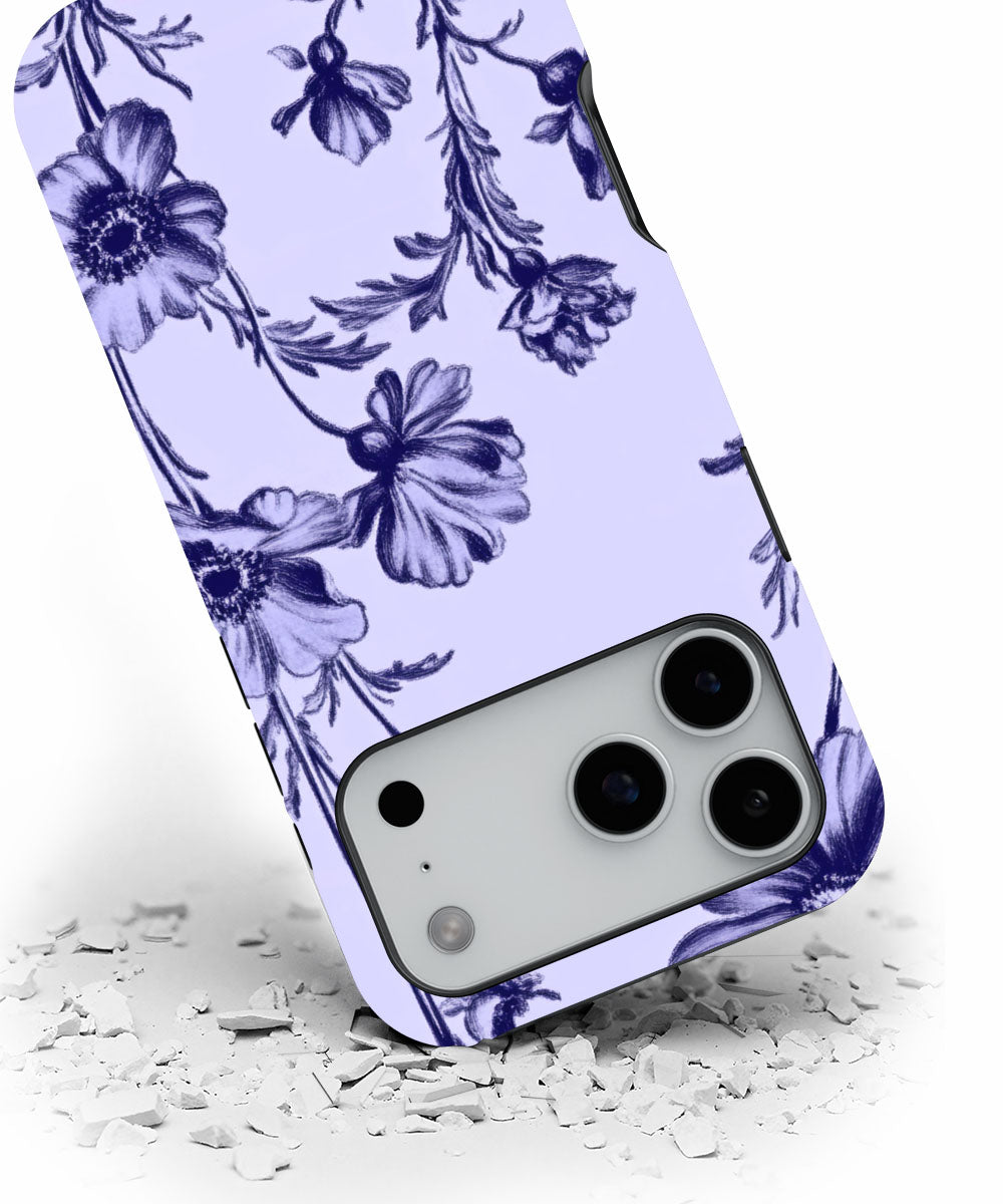 Double-Layer Semi-Handprinted Tough Matte Flowers iPhone Case