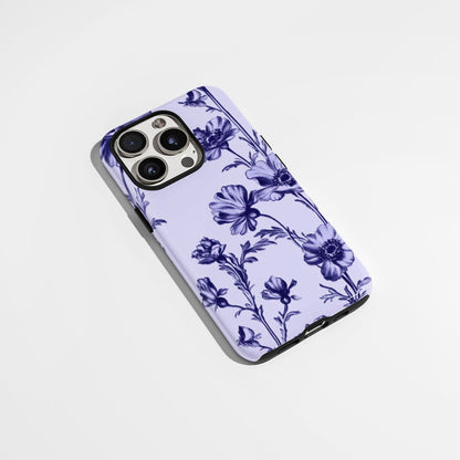 Double-Layer Semi-Handprinted Tough Matte Flowers iPhone Case