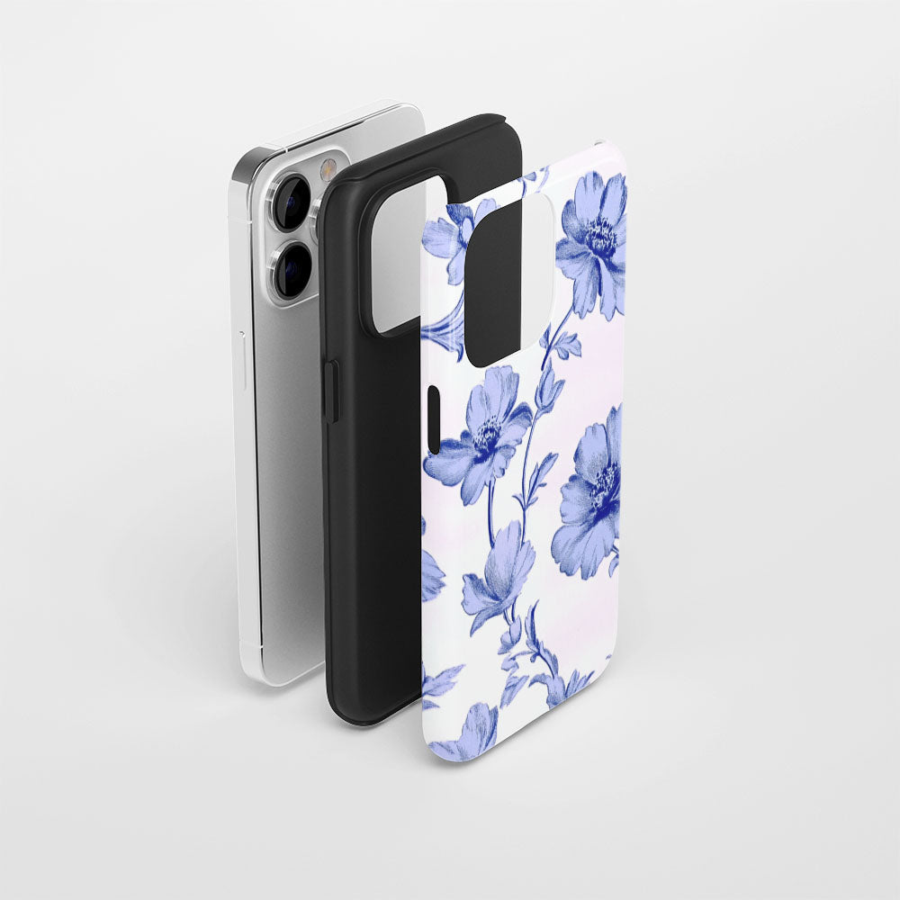 Double-Layer Semi-Handprinted Tough Matte Flowers iPhone Case