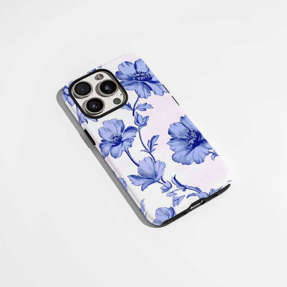 Double-Layer Semi-Handprinted Tough Matte Flowers iPhone Case