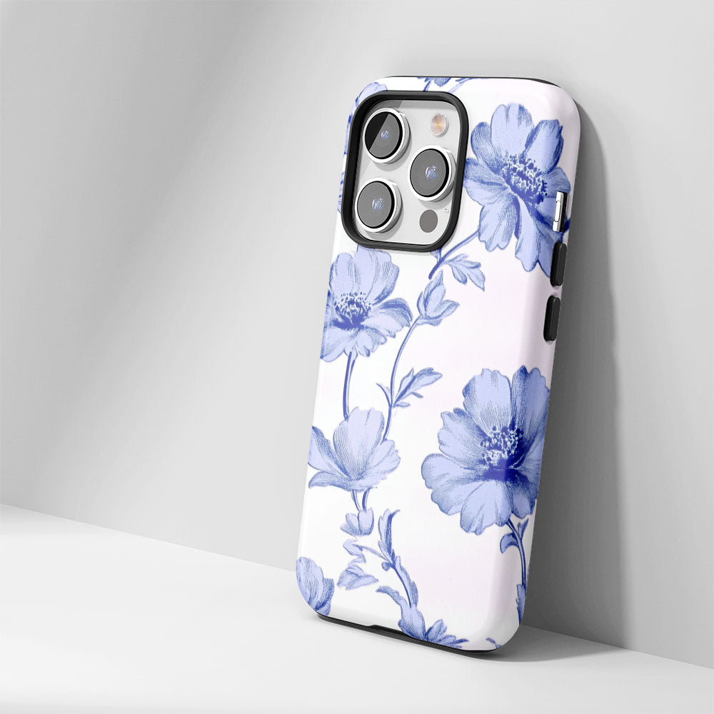 Double-Layer Semi-Handprinted Tough Matte Flowers iPhone Case