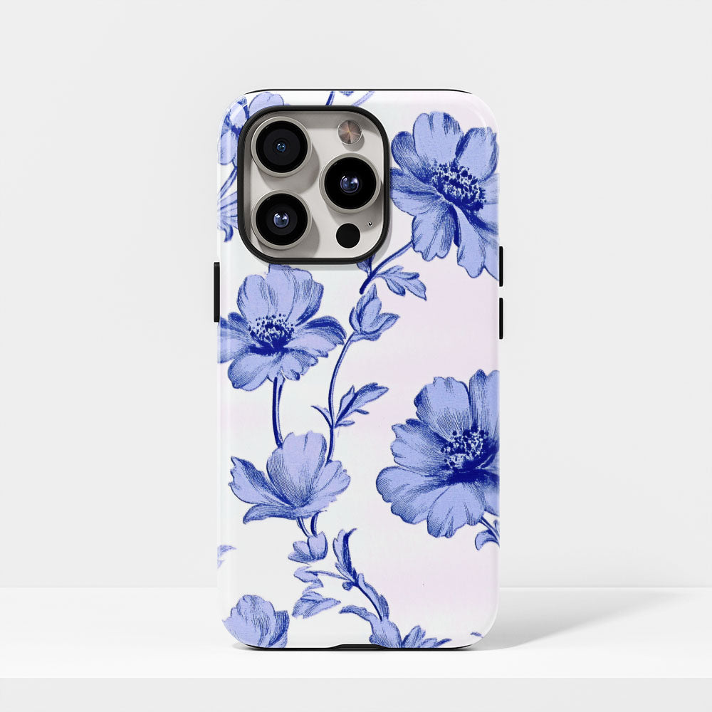 Double-Layer Semi-Handprinted Tough Matte Flowers iPhone Case