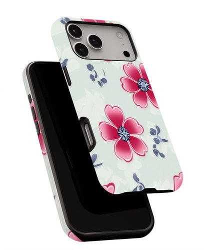 Double-Layer Semi-Handprinted Tough Matte Flowers iPhone Case