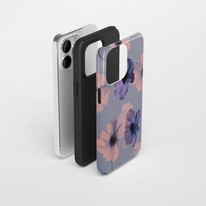 Double-Layer Semi-Handprinted Tough Matte Flowers iPhone Case