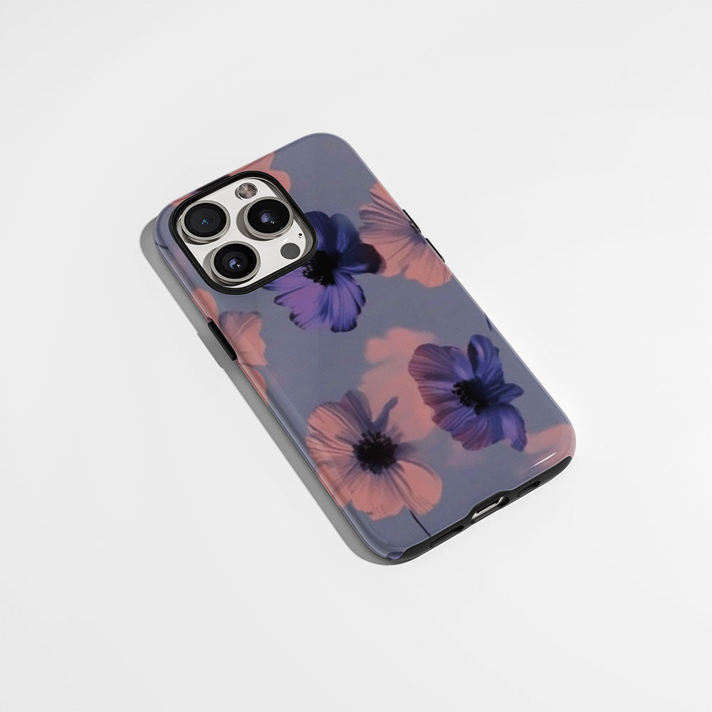 Double-Layer Semi-Handprinted Tough Matte Flowers iPhone Case