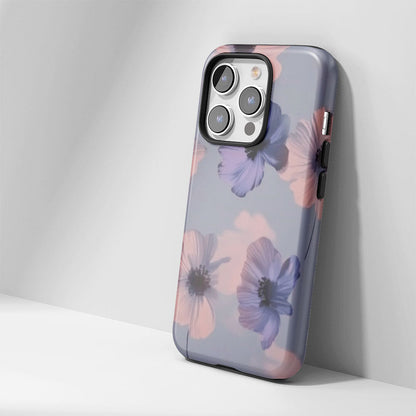 Double-Layer Semi-Handprinted Tough Matte Flowers iPhone Case