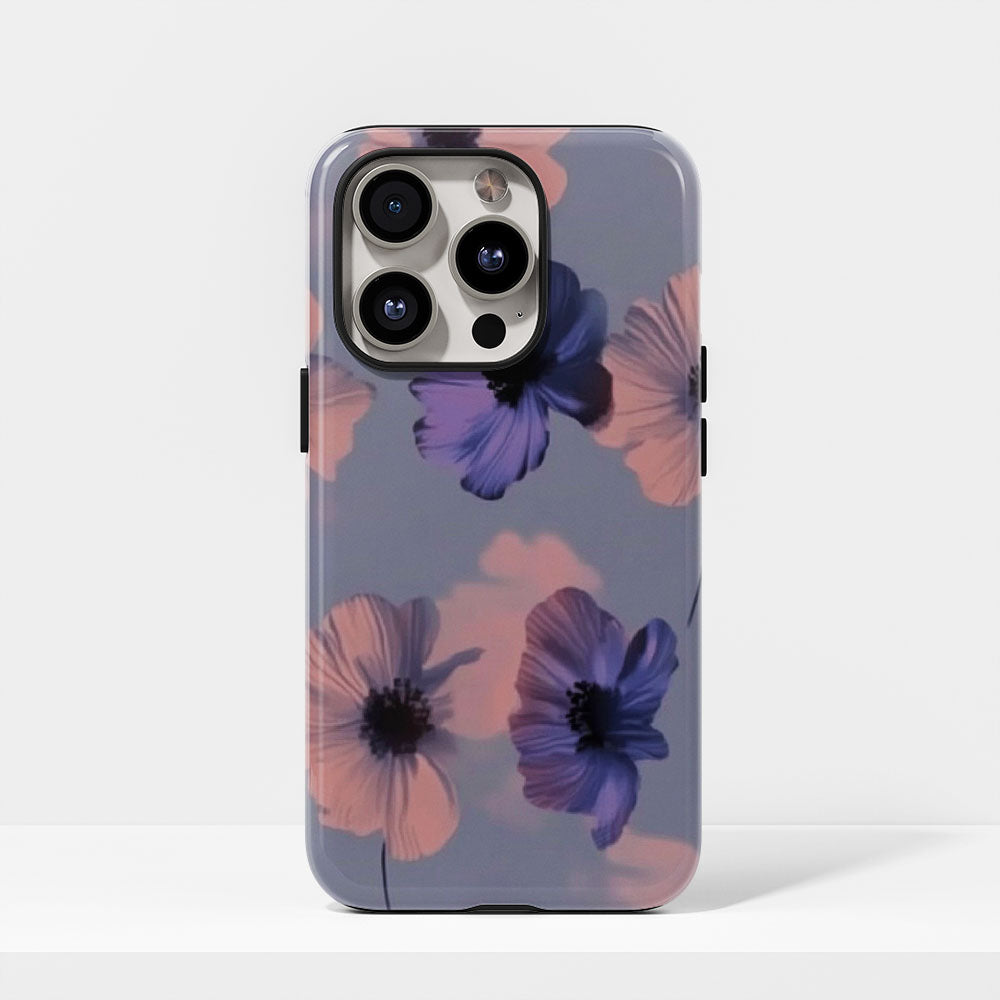 Double-Layer Semi-Handprinted Tough Matte Flowers iPhone Case