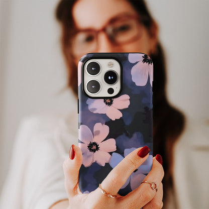 Double-Layer Semi-Handprinted Tough Matte Flowers iPhone Case