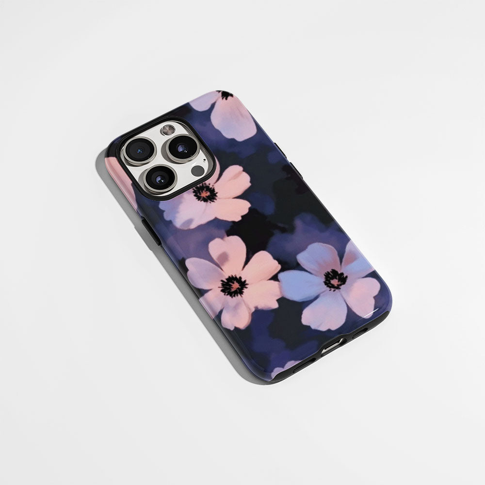 Double-Layer Semi-Handprinted Tough Matte Flowers iPhone Case