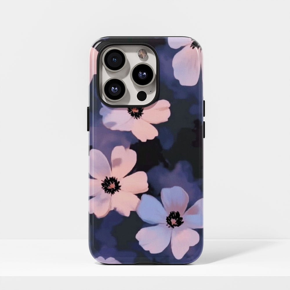 Double-Layer Semi-Handprinted Tough Matte Flowers iPhone Case