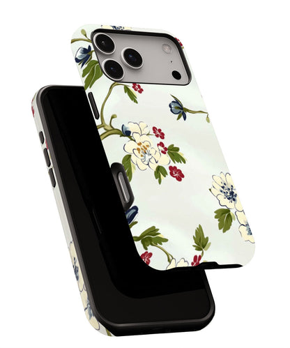 Double-Layer Semi-Handprinted Tough Matte Flowers iPhone Case