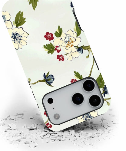 Double-Layer Semi-Handprinted Tough Matte Flowers iPhone Case