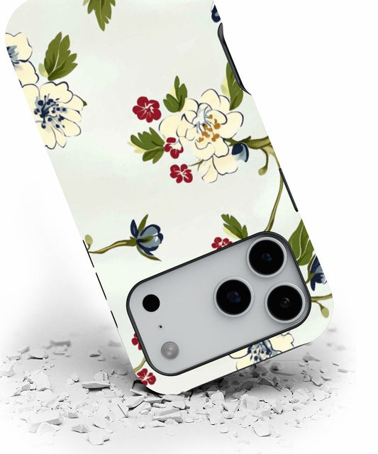 Double-Layer Semi-Handprinted Tough Matte Flowers iPhone Case