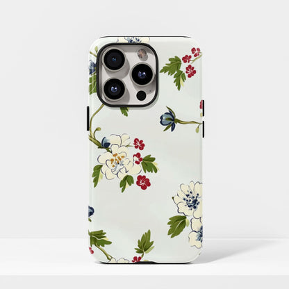 Double-Layer Semi-Handprinted Tough Matte Flowers iPhone Case