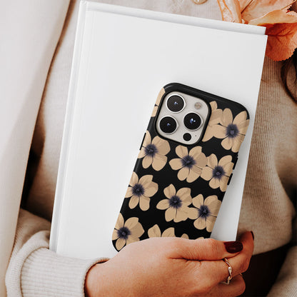 Double-Layer Semi-Handprinted Tough Matte Flowers iPhone Case