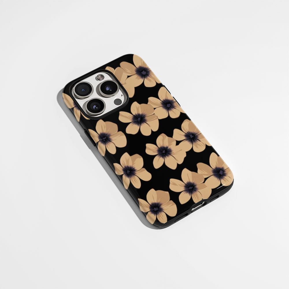 Double-Layer Semi-Handprinted Tough Matte Flowers iPhone Case