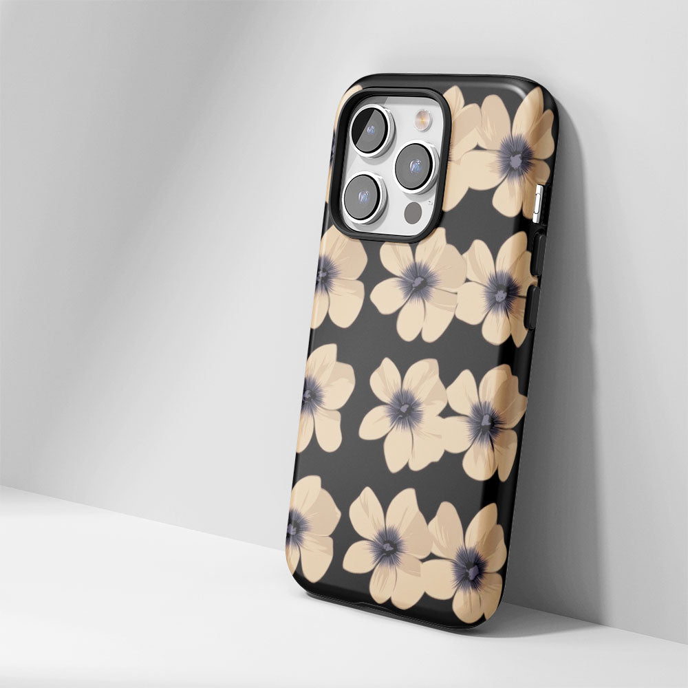 Double-Layer Semi-Handprinted Tough Matte Flowers iPhone Case