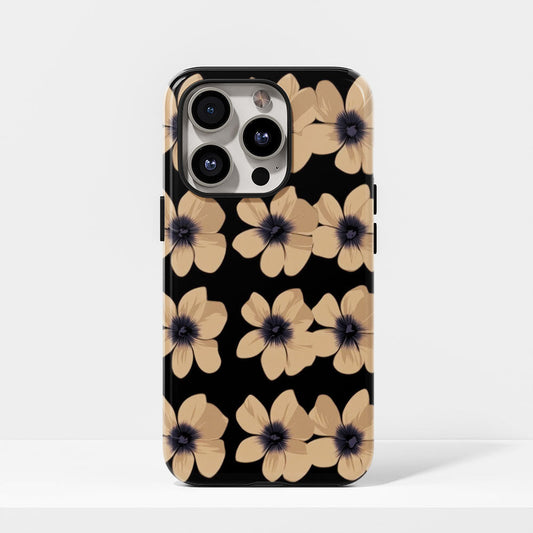 Double-Layer Semi-Handprinted Tough Matte Flowers iPhone Case