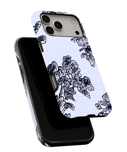 Double-Layer Semi-Handprinted Tough Matte Flowers iPhone Case