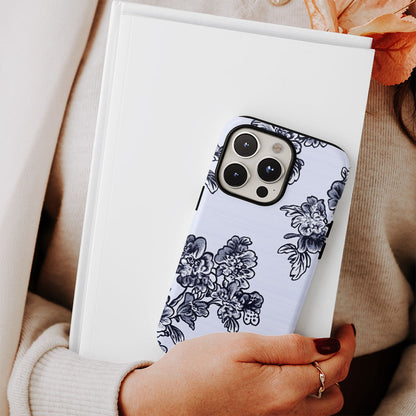 Double-Layer Semi-Handprinted Tough Matte Flowers iPhone Case