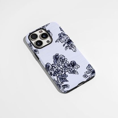 Double-Layer Semi-Handprinted Tough Matte Flowers iPhone Case