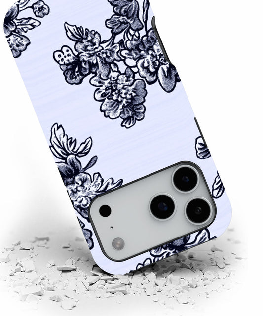 Double-Layer Semi-Handprinted Tough Matte Flowers iPhone Case