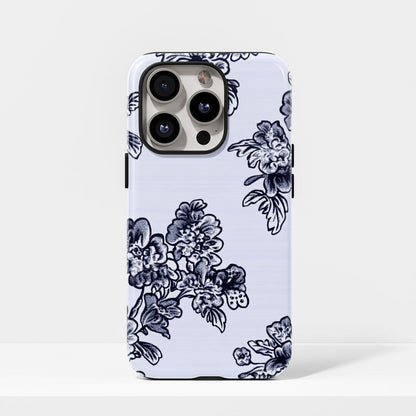 Double-Layer Semi-Handprinted Tough Matte Flowers iPhone Case