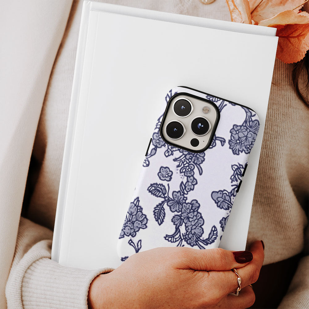 Double-Layer Semi-Handprinted Tough Matte Flowers iPhone Case