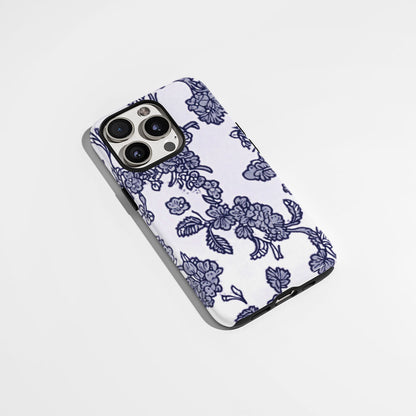 Double-Layer Semi-Handprinted Tough Matte Flowers iPhone Case