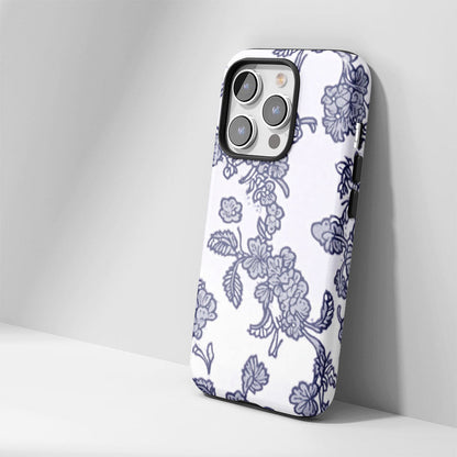 Double-Layer Semi-Handprinted Tough Matte Flowers iPhone Case