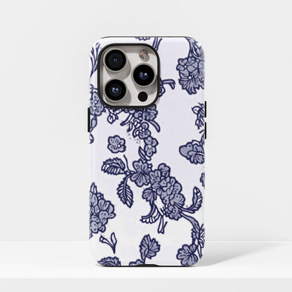 Double-Layer Semi-Handprinted Tough Matte Flowers iPhone Case