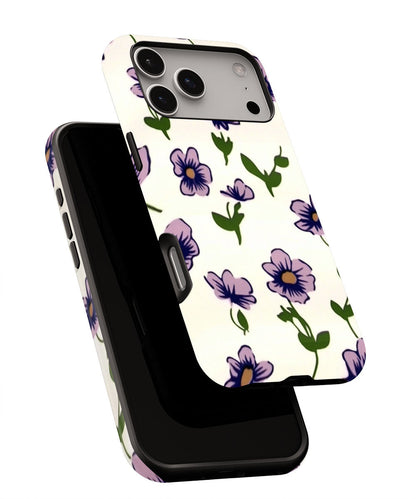 Double-Layer Semi-Handprinted Tough Matte Flowers iPhone Case