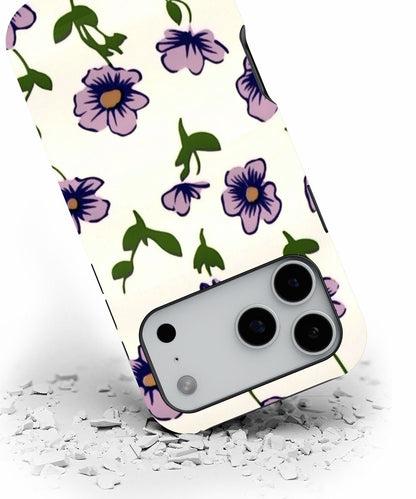 Double-Layer Semi-Handprinted Tough Matte Flowers iPhone Case