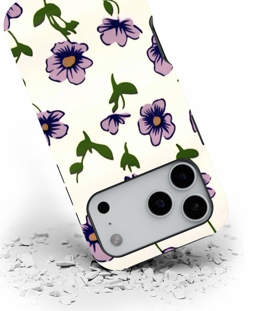 Double-Layer Semi-Handprinted Tough Matte Flowers iPhone Case