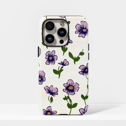 Double-Layer Semi-Handprinted Tough Matte Flowers iPhone Case