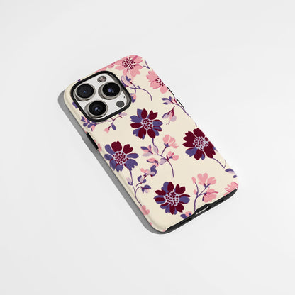 Double-Layer Semi-Handprinted Tough Matte Flowers iPhone Case