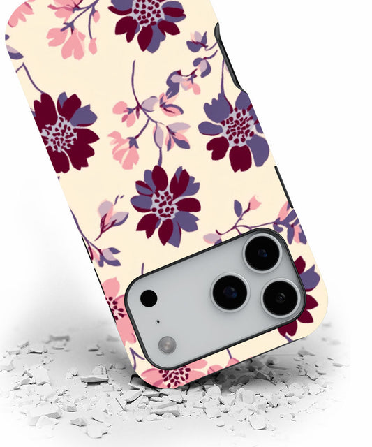 Double-Layer Semi-Handprinted Tough Matte Flowers iPhone Case