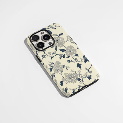 Double-Layer Semi-Handprinted Tough Matte Flowers iPhone Case