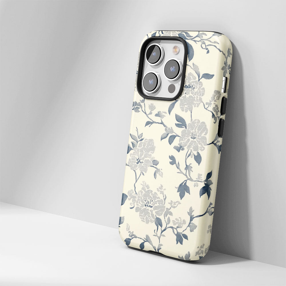 Double-Layer Semi-Handprinted Tough Matte Flowers iPhone Case