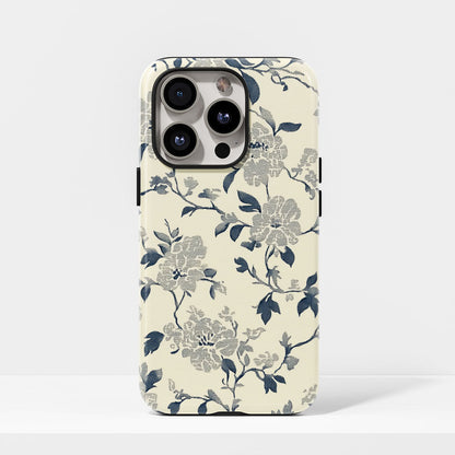 Double-Layer Semi-Handprinted Tough Matte Flowers iPhone Case