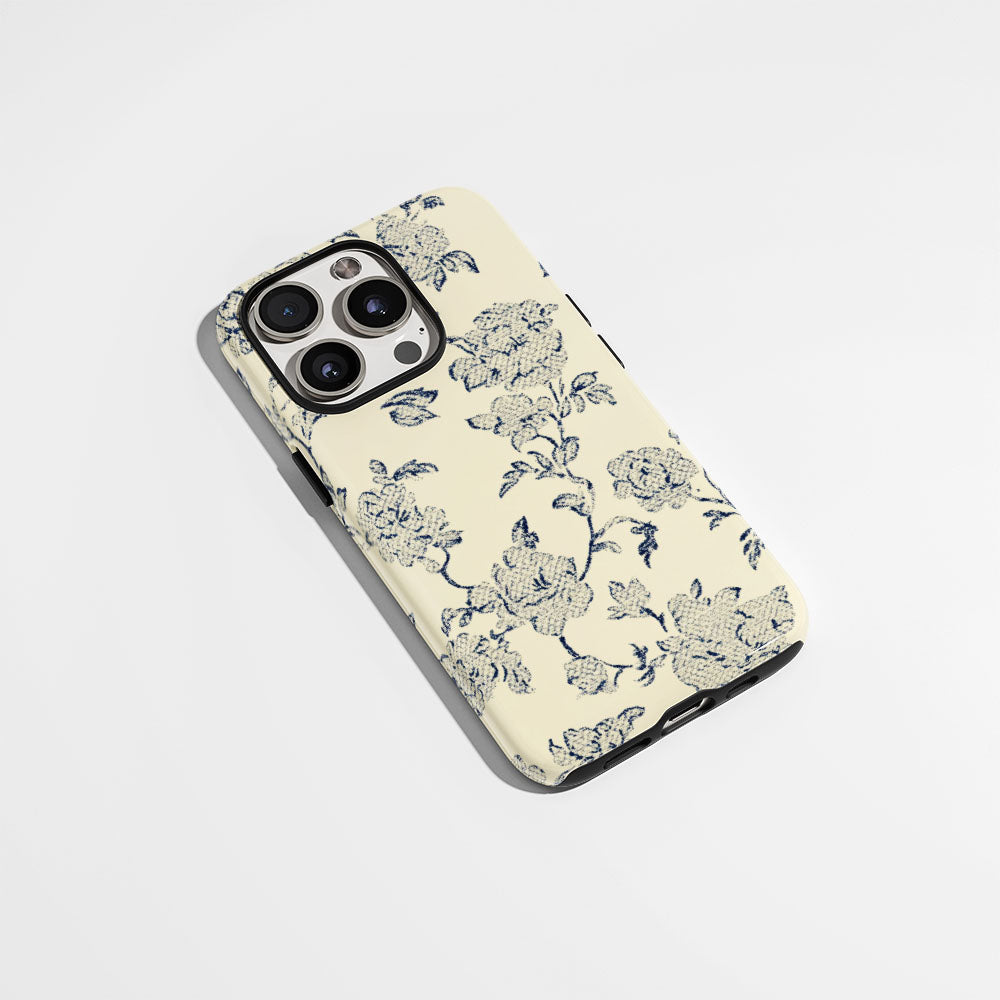 Double-Layer Semi-Handprinted Tough Matte Flowers iPhone Case