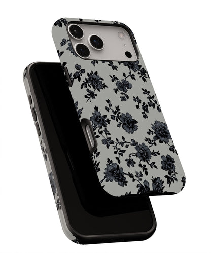 Double-Layer Semi-Handprinted Tough Matte Flowers iPhone Case
