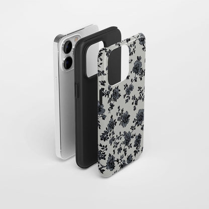 Double-Layer Semi-Handprinted Tough Matte Flowers iPhone Case